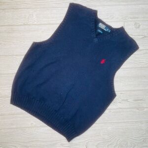 Vintage Ralph Lauren pull over sleeveless sweater beat shirt blue label cotton l